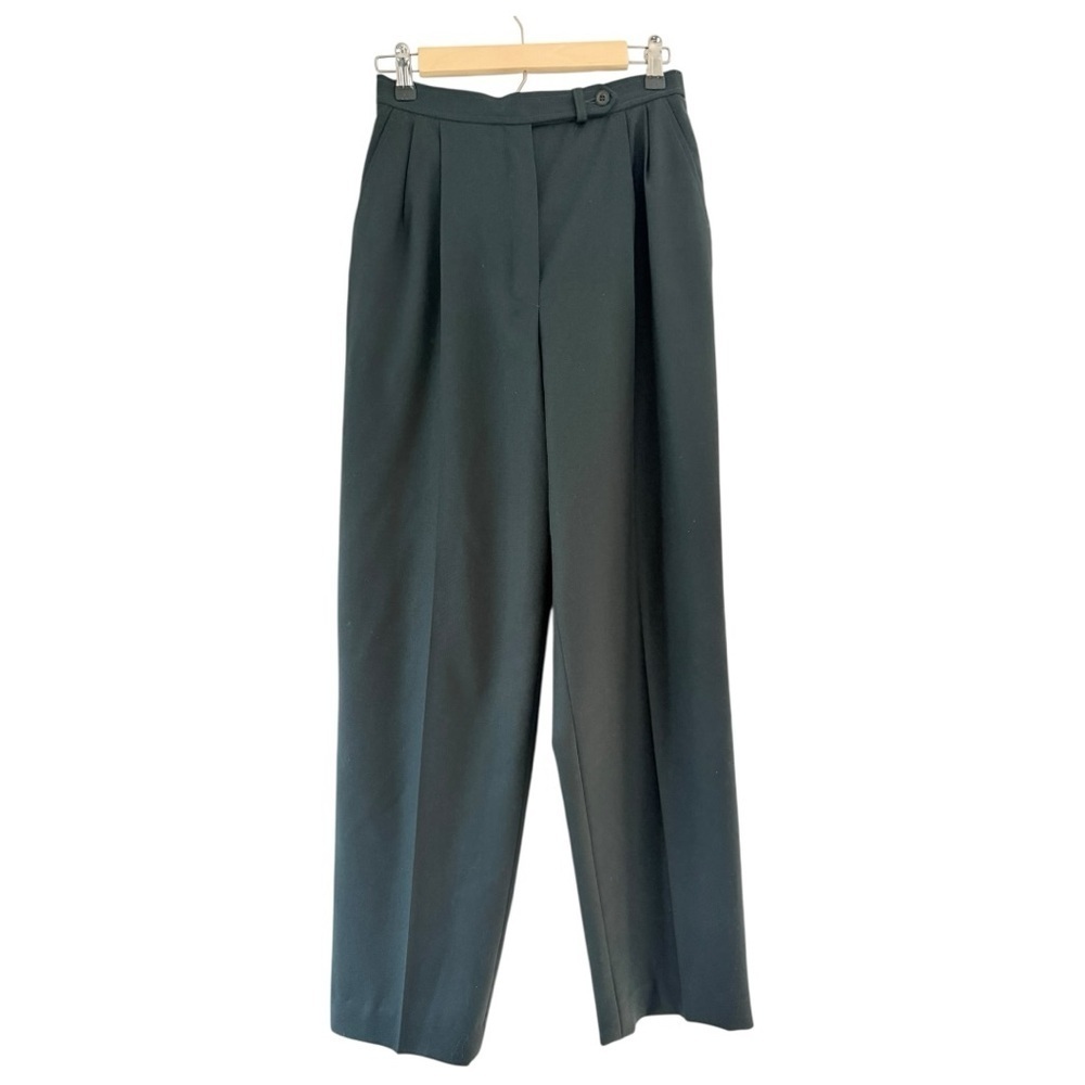 Vintage Pendleton 100% Virgin Wool Dark Green Pleated Trousers Size 6